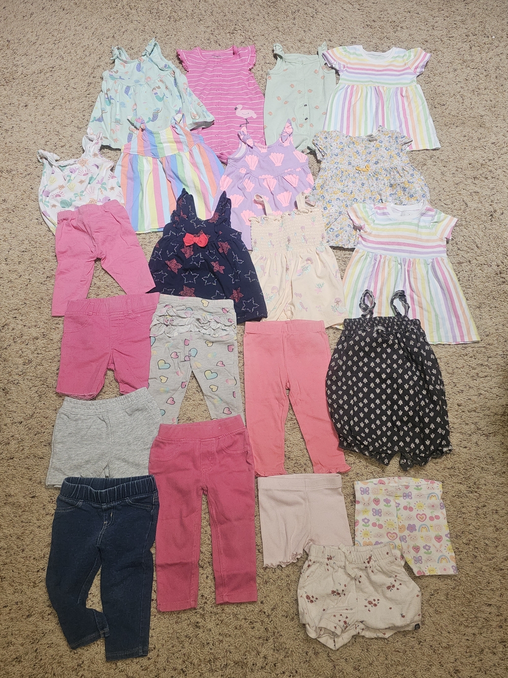 Baby Girls Mixed Clothing Lot - Pastel Stripes, Pink & Navy Pieces